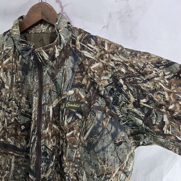 Gamehide Jacket Mens Medium Camo Grassland Mossy Oak Duck Blind Hunting Coat Vtg - Picture 12 of 13